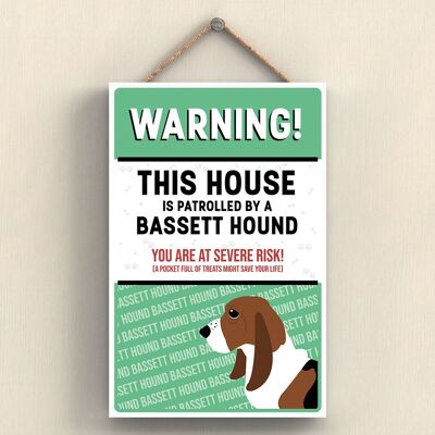 P4533 - Bassett Hound The Works Of K Pearson Dog Breed Illustration Placa colgante de madera