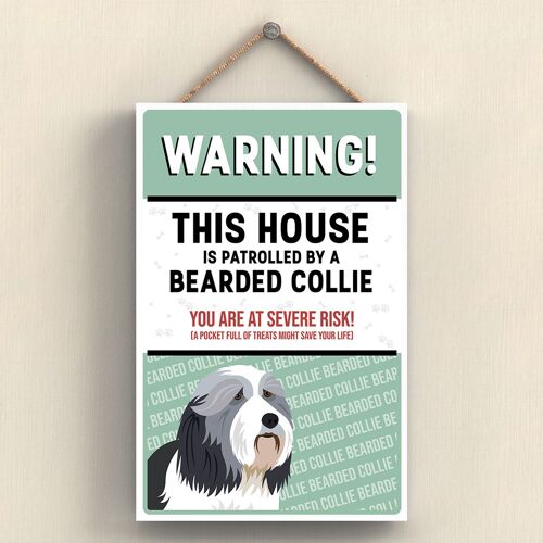 P4535 - Bearded Collie The Works Of K Pearson Dog Breed Illustration Wooden Hanging Plaque