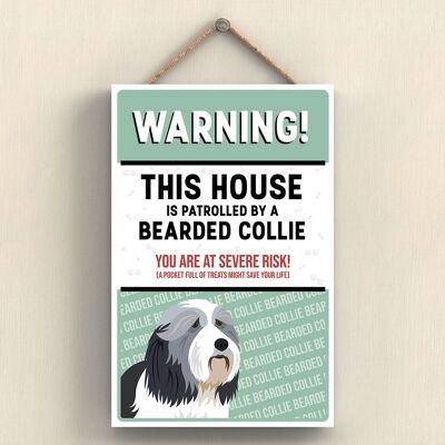 P4535 - Bearded Collie The Works Of K Pearson Dog Breed Illustration Placa colgante de madera