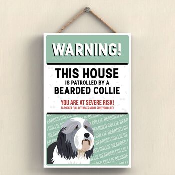 P4535 - Bearded Collie The Works Of K Pearson Dog Breed Illustration Plaque à suspendre en bois 1