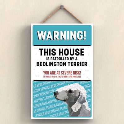 P4536 - Bedlington Terrier The Works Of K Pearson Dog Breed Illustration Placa colgante de madera