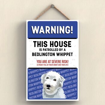 P4537 - Bedlington Whippet The Works Of K Pearson Dog Breed Illustration Plaque à suspendre en bois 1