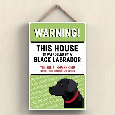 P4539 - Labrador nero The Works Of K Pearson Razza di cane Illustrazione Targa da appendere in legno