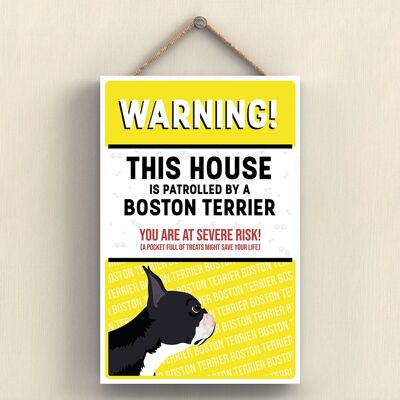P4542 - Boston Terrier Works Of K Pearson Dog Breed Illustration Wooden Hanging Plaque