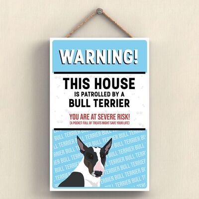 P4543 - Bull Terrier Works Of K Pearson Ilustración de raza de perro Placa colgante de madera