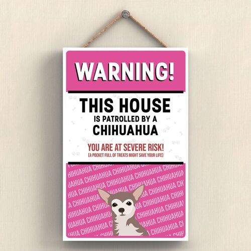 P4545 - Chihuahua Works Of K Pearson Dog Breed Illustration Wooden Hanging Plaque