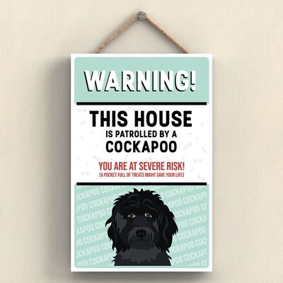 P4548 - Cockapoo Black Works Of K Pearson Dog Breed Illustration Plaque à suspendre en bois