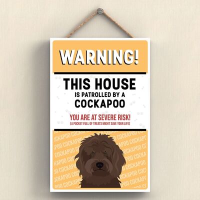 P4549 - Cockapoo Brown Works Of K Pearson Dog Breed Illustration Plaque à suspendre en bois