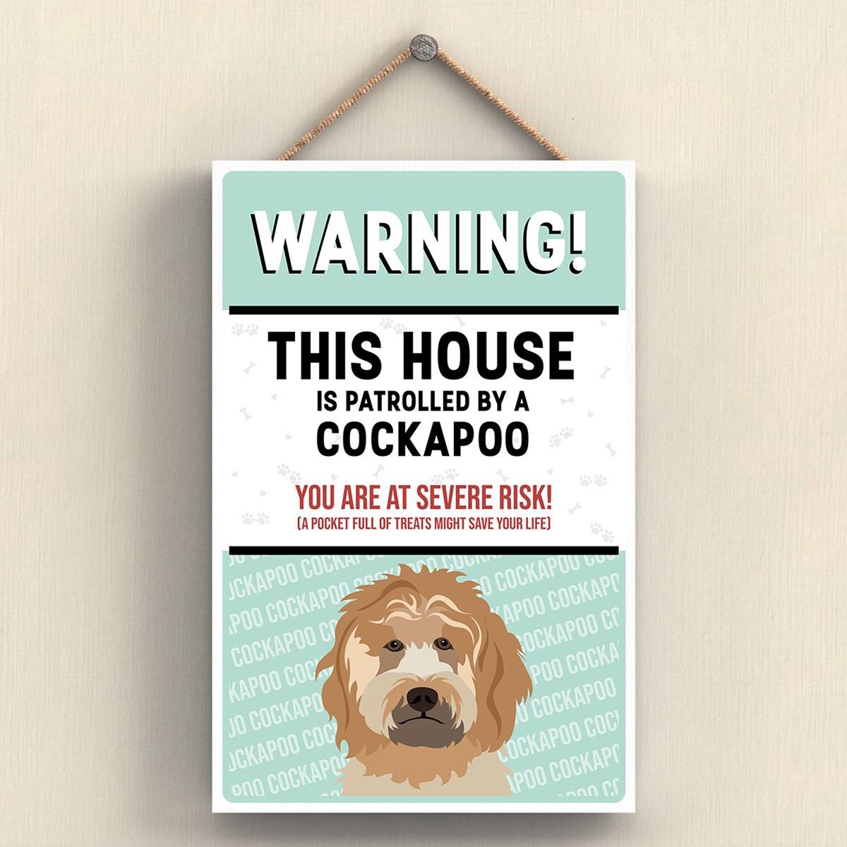 P4550 - Cockapoo Gold Works Of K Pearson Razza di cane Illustrazione Targa da appendere in legno