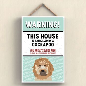 P4550 - Cockapoo Gold Works Of K Pearson Dog Breed Illustration Plaque à suspendre en bois 1