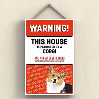 P4553 - Corgi Works Of K Pearson Dog Breed Illustration Wooden Hanging Plaque