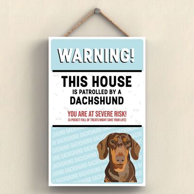 P4554 - Dachshund Works Of K Pearson Ilustración de raza de perro Placa colgante de madera