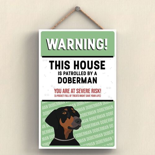 P4556 - Doberman Works Of K Pearson Dog Breed Illustration Wooden Hanging Plaque
