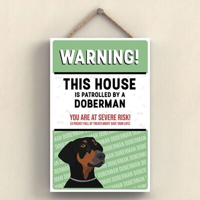 P4556 - Doberman Works Of K Pearson Razza di cane Illustrazione Targa da appendere in legno
