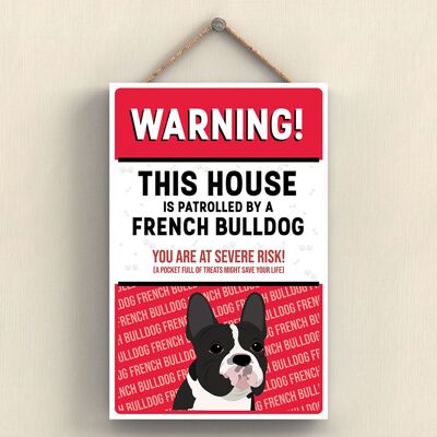 P4559 - Bulldog francese Opere di K Pearson Razza di cane Illustrazione Targa da appendere in legno