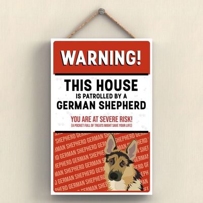 P4560 - German Shepherd Works Of K Pearson Dog Breed Illustration Wooden Hanging Plaque