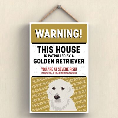 P4561 - Golden Retriever Works Of K Pearson Dog Breed Ilustración Placa De Madera