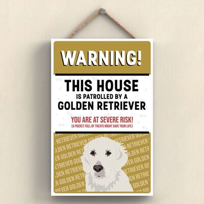 P4561 - Golden Retriever Works Of K Pearson Dog Breed Illustration Wooden Plaque