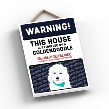 P4562 - Goldendoodle Works Of K Pearson Dog Breed Illustration Plaque à suspendre en bois 2