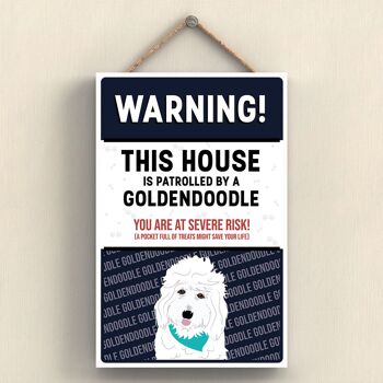 P4562 - Goldendoodle Works Of K Pearson Dog Breed Illustration Plaque à suspendre en bois 1