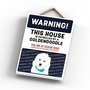 P4562 - Goldendoodle Works Of K Pearson Dog Breed Illustration Plaque à suspendre en bois 3