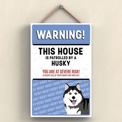 P4564 - Placa colgante de madera con ilustración de raza de perro Husky Works Of K Pearson