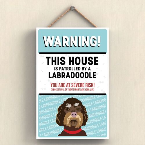P4568 - Labradoodle Works Of K Pearson Dog Breed Illustration Wooden Hanging Plaque
