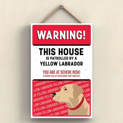 P4569 - Labrador Yellow Works Of K Pearson Razza di cane Illustrazione Targa da appendere in legno