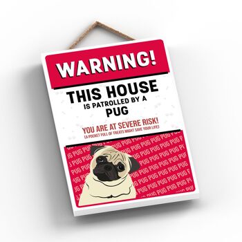 P4572 - Pug Works Of K Pearson Dog Breed Illustration Plaque à suspendre en bois 2