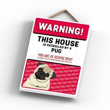 P4572 - Pug Works Of K Pearson Dog Breed Illustration Plaque à suspendre en bois 3