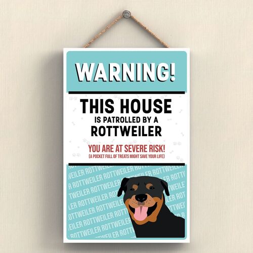 P4574 - Rottweiler Works Of K Pearson Dog Breed Illustration Wooden Hanging Plaque