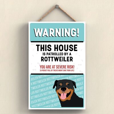 P4574 - Rottweiler Works Of K Pearson Dog Breed Illustration Placa colgante de madera