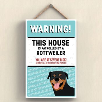 P4574 - Rottweiler Works Of K Pearson Dog Breed Illustration Plaque à suspendre en bois 1