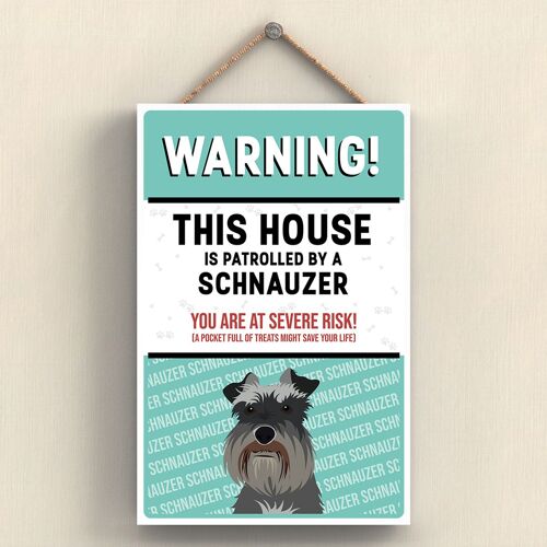 P4575 - Schnauzer Works Of K Pearson Dog Breed Illustration Wooden Hanging Plaque