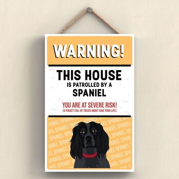 P4578 - Spaniel Black Works Of K Pearson Dog Breed Illustration Plaque à suspendre en bois 1