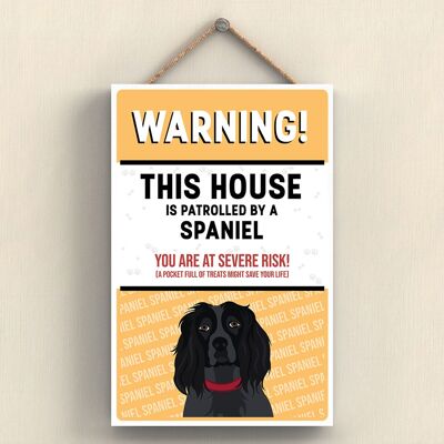 P4578 - Spaniel Black Works Of K Pearson Dog Breed Illustration Wooden Hanging Plaque