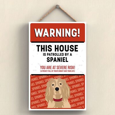 P4579 - Spaniel Gold Works Of K Pearson Dog Breed Illustration Wooden Hanging Plaque