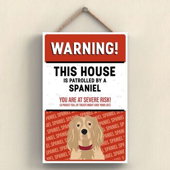 P4579 - Spaniel Gold Works Of K Pearson Dog Breed Illustration Plaque à suspendre en bois 1