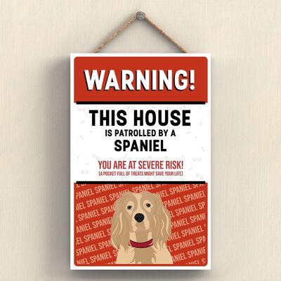 P4579 - Spaniel Gold Works Of K Pearson Razza di cane Illustrazione Placca da appendere in legno