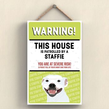 P4580 - Staffie Works Of K Pearson Dog Breed Illustration Plaque à suspendre en bois 1