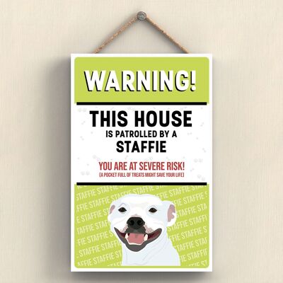 P4580 - Staffie Works Of K Pearson Dog Breed Illustration Wooden Hanging Plaque