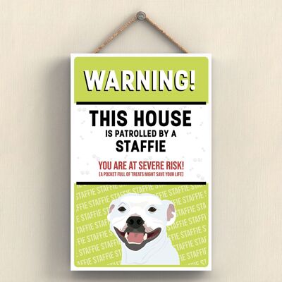 P4580 - Staffie Works Of K Pearson Dog Breed Illustration Targa da appendere in legno
