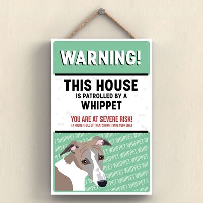 P4583 - Whippet Works Of K Pearson Dog Breed Illustration Plaque à suspendre en bois