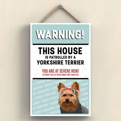 P4585 - Placa de madera con ilustración de raza de perro Yorkshire Terrier Works Of K Pearson