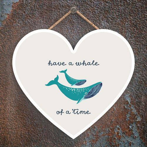 P4586 - Whale Of A Time Seaside Beach Themed Nautical Heart Hanging Plaque