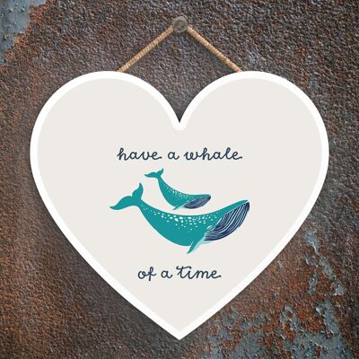 P4586 - Whale Of A Time Seaside Beach The Nautical Heart Hanging Plaque