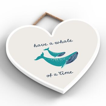 P4586 - Whale Of A Time Seaside Beach The Nautical Heart Hanging Plaque 2