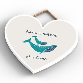 P4586 - Whale Of A Time Seaside Beach The Nautical Heart Hanging Plaque 4