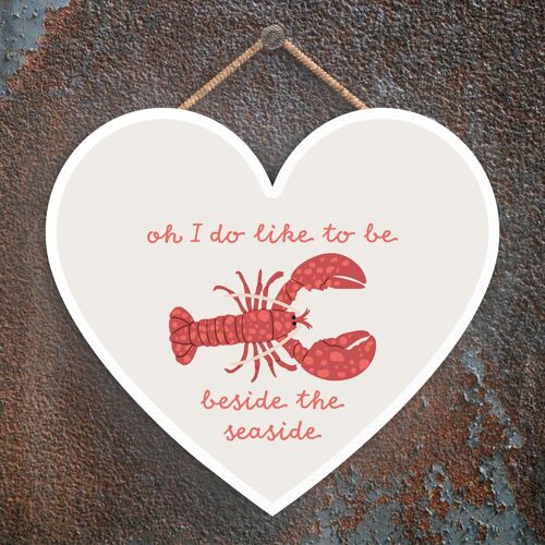 P4587 - Beside The Seaside Seaside Beach Themed Nautical Heart Hanging Plaque