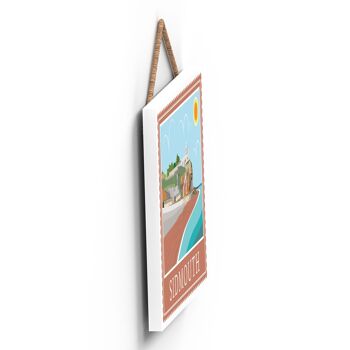 P4588 - Sidmouth Works Of K Pearson Seaside Town Illustration Plaque à suspendre en bois 3